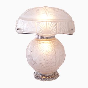 White Art Deco Table Lamp by Muller Frères