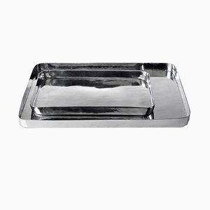 Small Rectangular Masai Tray in Polished Aluminum by Aldo Cibic for Paola C., 2018