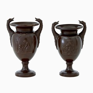 Vintage Terracotta Near Pair Vases, Set of 2