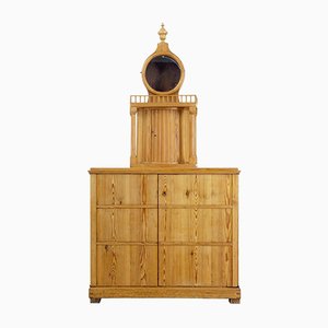 Mueble para reloj sueco antiguo de pino