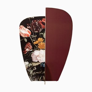 Paravent Kazimir Type B Bordeaux et Noir à Motif Floral par Julia Dodza pour Colé