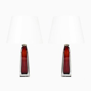 Glass Table Lamps by Carl Fagerlund for Orrefors, 1950s, Set of 2
