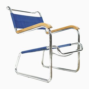 Chaise Cantilever Bauhaus Bleue par Karel Ort pour Hynek Gottwald, 1930s