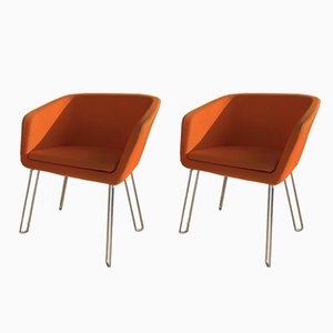 Orange Lounge Chairs, 1970s, Set of 2