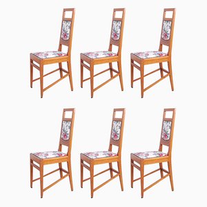 Chairs with Floral Seats by Piero Zen, 1930s, Set of 6