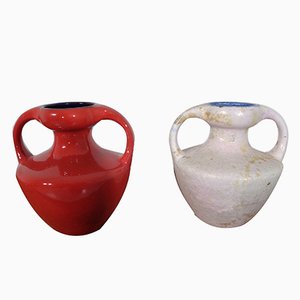Ceramic Double Handled Fat Lava Vases from Marei, 1970s, Set of 2