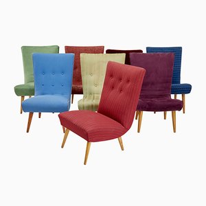 Scandinavian Modern Lounge Chairs, 1970s, Set of 8