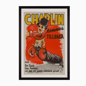 Póster de película vintage original de Charlie Chaplin The Champion, sueco, 1944