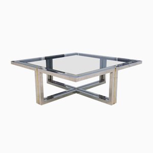 Vintage Brass & Chrome Coffee Table, 1970s