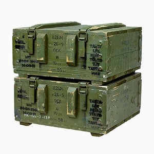 Cajas de munición de pino, años 50. Juego de 2