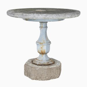 Antique Swedish Stone and Iron Garden Table