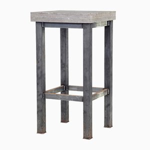 Mid-Century Tubular Steel and Marble Side Table