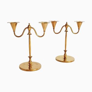 Art Deco Swedish Candlesticks in Brass from O.H. Lagerstedt