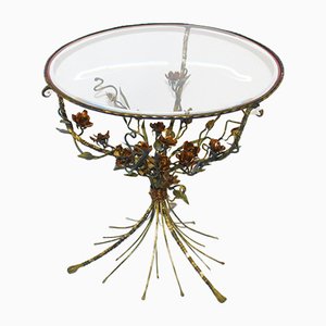 Metal and Glass Flower Bouquet Coffee Table, 1950s
