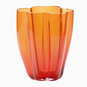 Kleine orangefarbene Petalo Vase von Alessandro Mendini für Purho