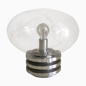 Lámpara de mesa era espacial con vidrio burbuja soplado de Doria