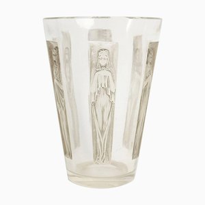 Vaso vintage con sei figurine di René Lalique