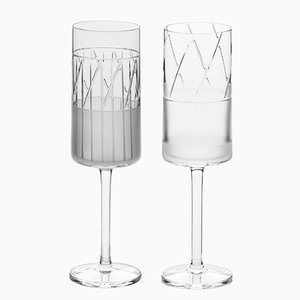 Handgefertigte irische No II Champagnerflöten aus Kristallglas von Scholten & Baijings für J. HILL's Standard, 2er Set