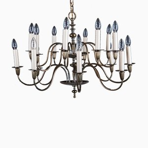 Vintage Large Brass 16-Arm Chandelier