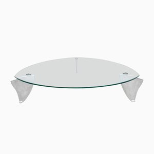 Model Flipper Glass & Aluminum Coffee Table by Matthew Hilton for SCP, 1980s