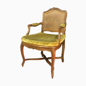 Fauteuil Antique en Jonc & Noyer