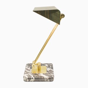 Golden Bankers Table Lamp on Marble Foot, 1960s