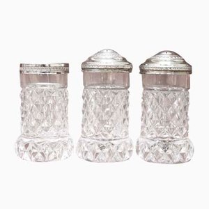 Crystal Salt and Pepper Shakers, 1930s, Set of 3