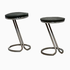 Vintage Chromed Steel Piano Chairs, Set of 2