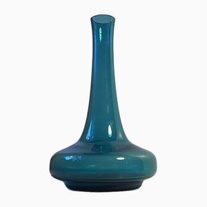 Vase Vintage Turquoise en Verre par Per Lütken pour Holmegaard, 1970s