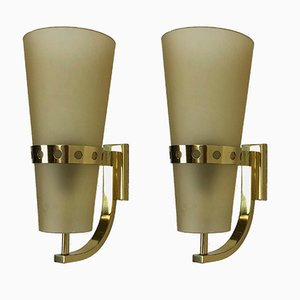 Italian Brass Wall Lights, 1950s, Set of 2