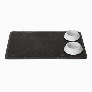 Symposia & Thera Tray with 4 Bowls in Nero Marquinia and Bianco Michelangelo Marble by Ivan Colominas for MMairo, Set of 5