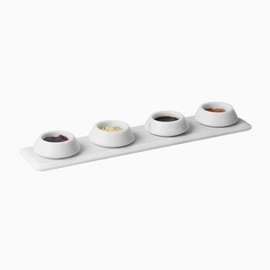 Polychrome & Thera Tray with 4 Bowls in Bianco Michelangelo Marble by Ivan Colominas for MMairo