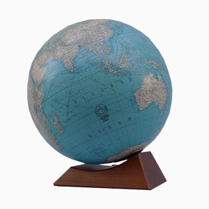 Mappamondo vintage in vetro con luce di Columbus Oestergaard, anni '60