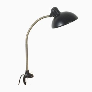 Lámpara de escritorio con fijación de mesa negra de Christian Dell para Kaiser Idell, años 50