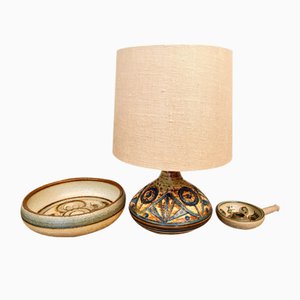 Dänisches Vintage Set aus Keramikschale, Vasenlampe & Kerzenständer von Noomi Backhausen für Søholm