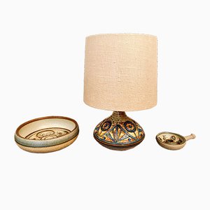 Vintage Danish Ceramic Bowl, Vase Lamp & Candle Stand Set by Noomi Backhausen for Søholm