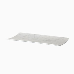 Curvato L Tray in White Carrara Marble by Studioformart for MMairo