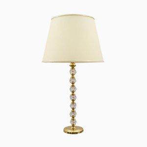 Italian Hollywood Regency Crystal Glass & Brass Table Lamp, 1960s
