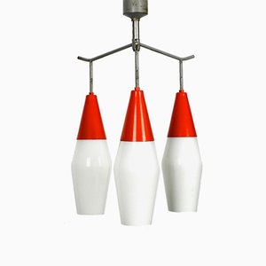 Lampadario Mid-Century in metallo e vetro di Josef Hurka per Napako