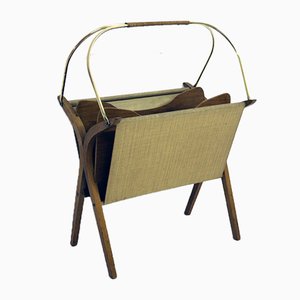 Porte-Revue Vintage en Bois Courbé et Laiton