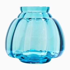 Copier Revisited Vase in Aqua 20 by A.D. Copier for Royal Leerdam Crystal