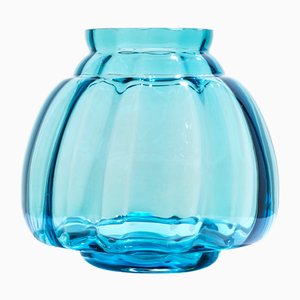 Vase Copier Revisited Couleur Aqua 20 par A.D. Copier pour Royal Leerdam Crystal