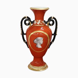 Neoclassical Amphora Ceramic Vase with Gold Edges, 1920s