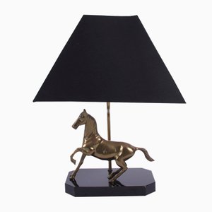 Lámpara de mesa con escultura de caballo, años 60