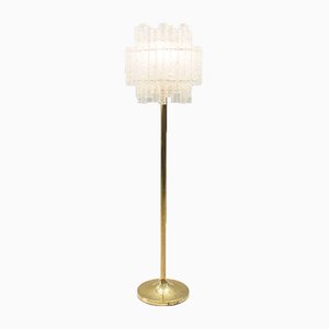 Gold & Ice Glass Floor Lamp from Doria Leuchten, 1960s