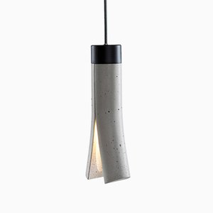 Grey Concrete Black Cap Split Pendant Lamp by Dror Kaspi for Ardoma Studio