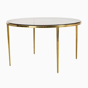 Circular Golden Brass Coffee Table from Vereinigte Werkstätten, 1960s