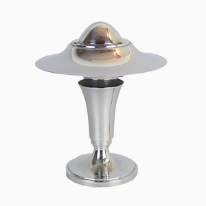Lámpara de mesa Art Déco de metal cromado