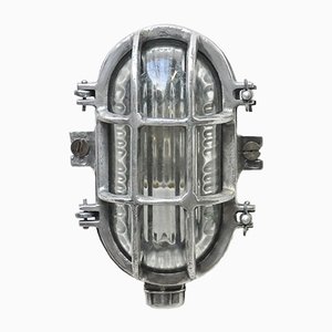 Vintage Wandlampe aus gegossenem Aluminium & Glas