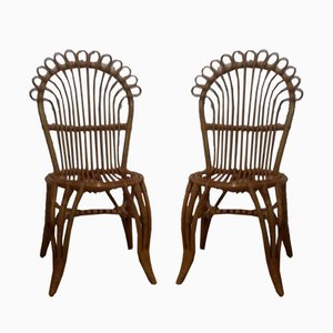 Rattan Side Chairs, 1960s, Set of 2
